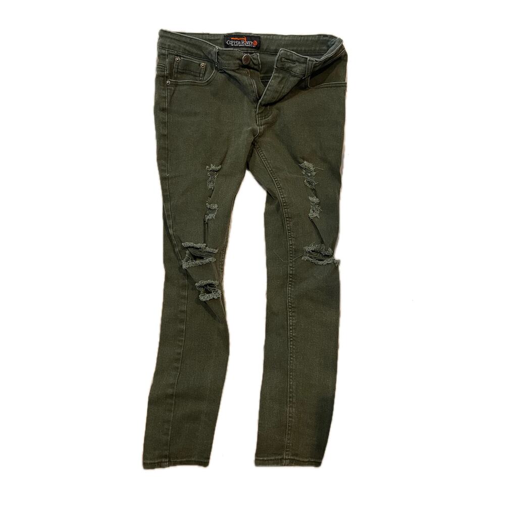 Copper Rivet Olive Jeans with Rips Mens 29x30